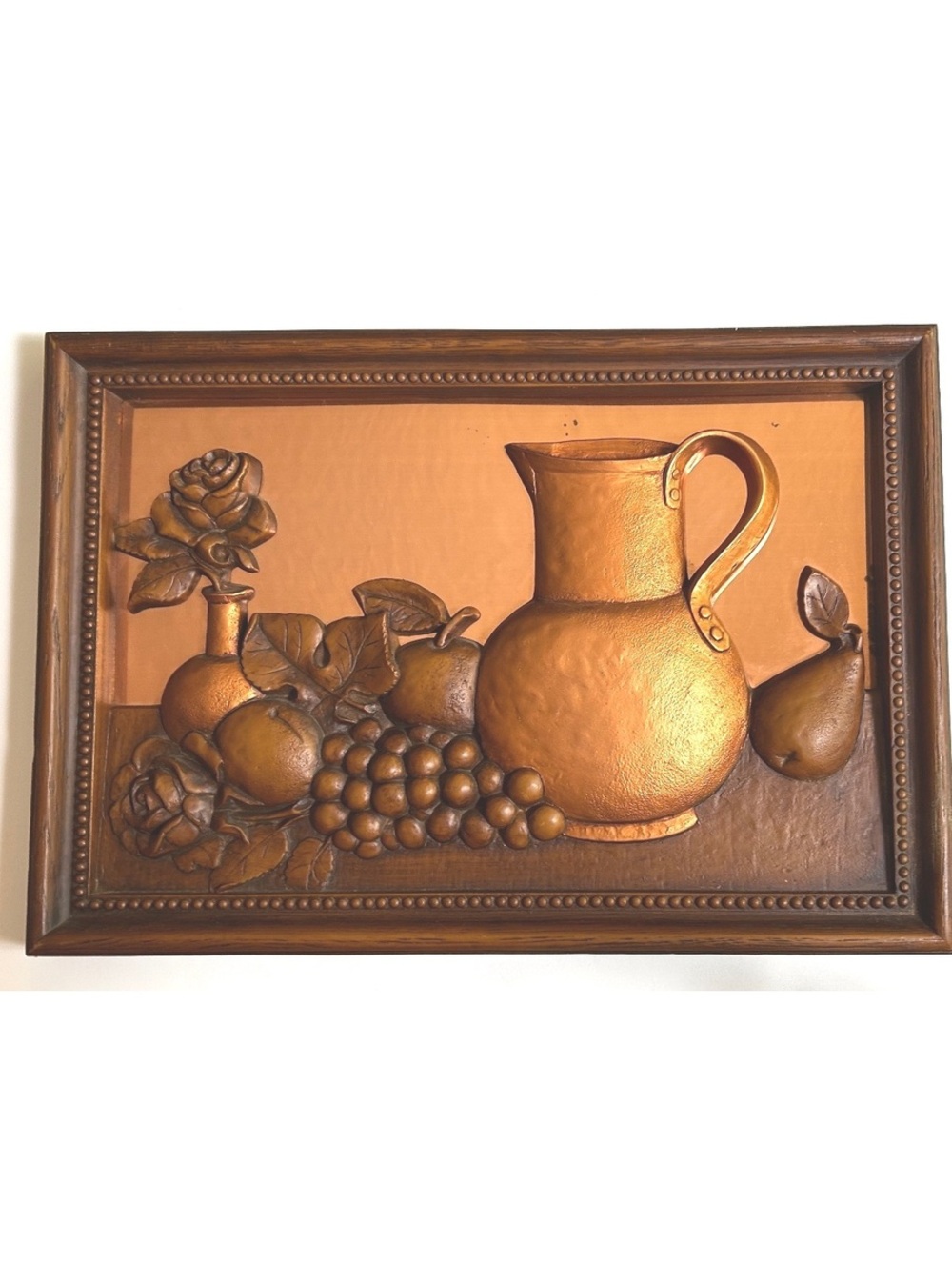 Vintage Coppercraft 3D Wall Art with Fruit and Floral Design